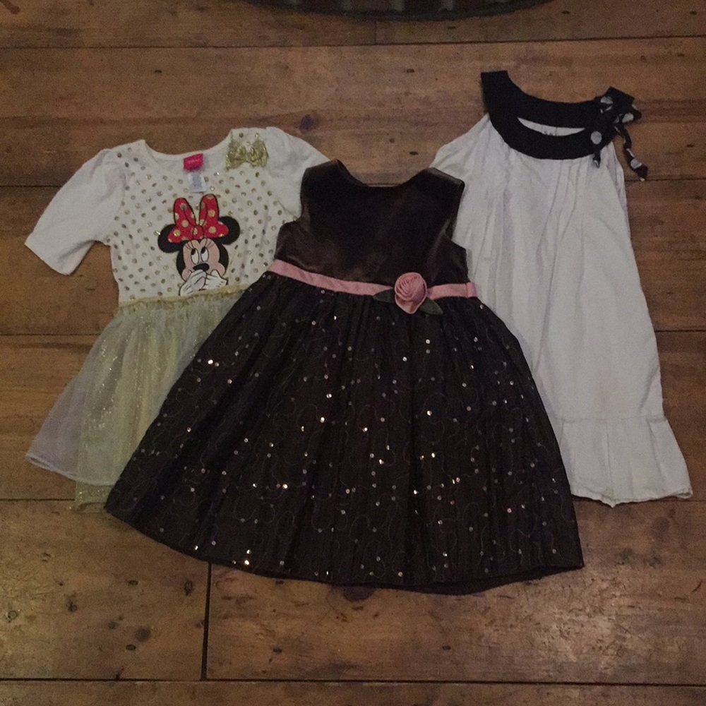 3 Girls Dresses, Minnie Mouse, Floral, Velour sz 5